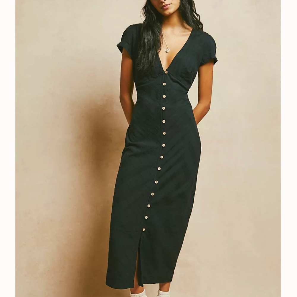 Free People New In Town Midi Dress Black size M